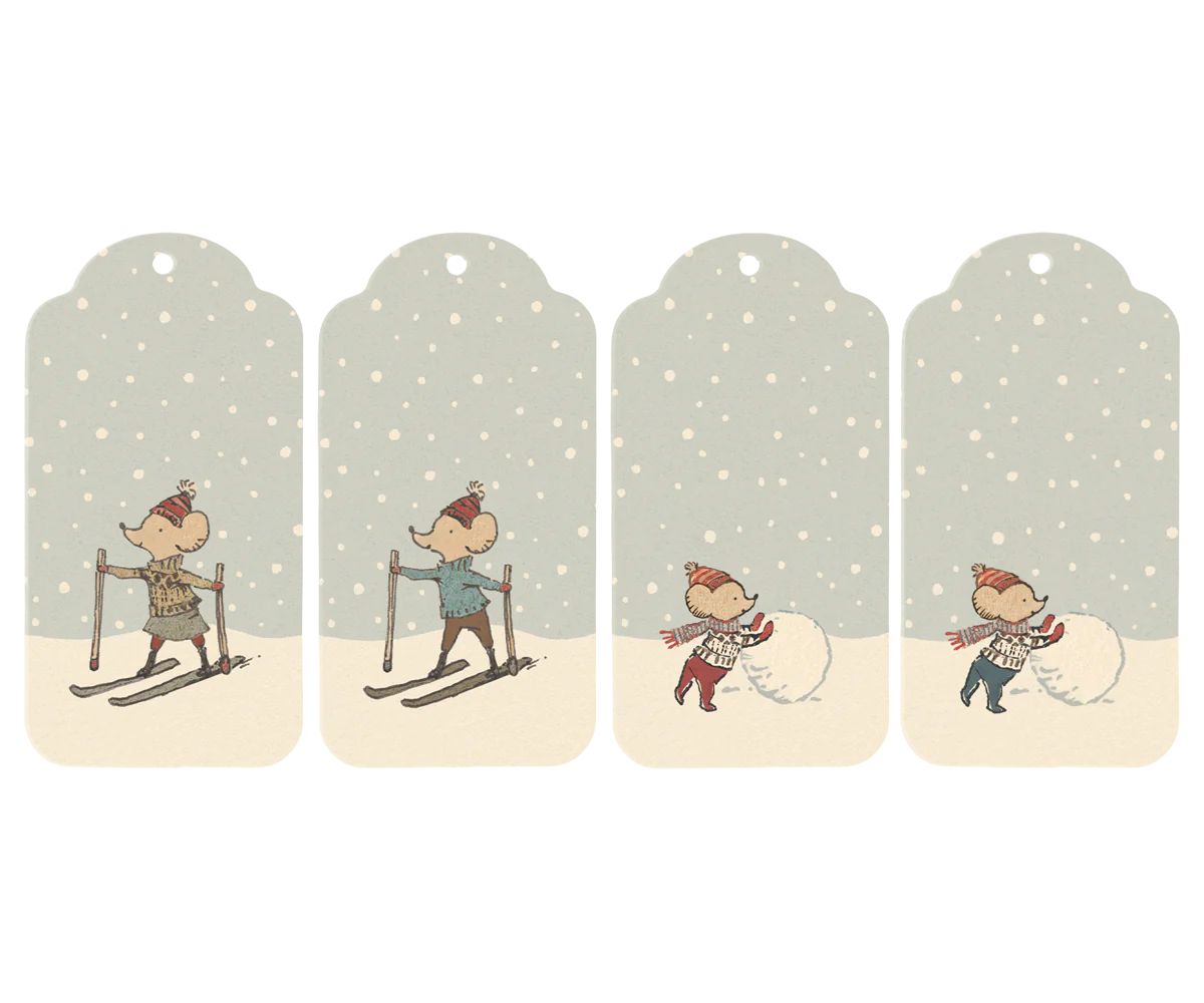 Vintermöss Juletiketter