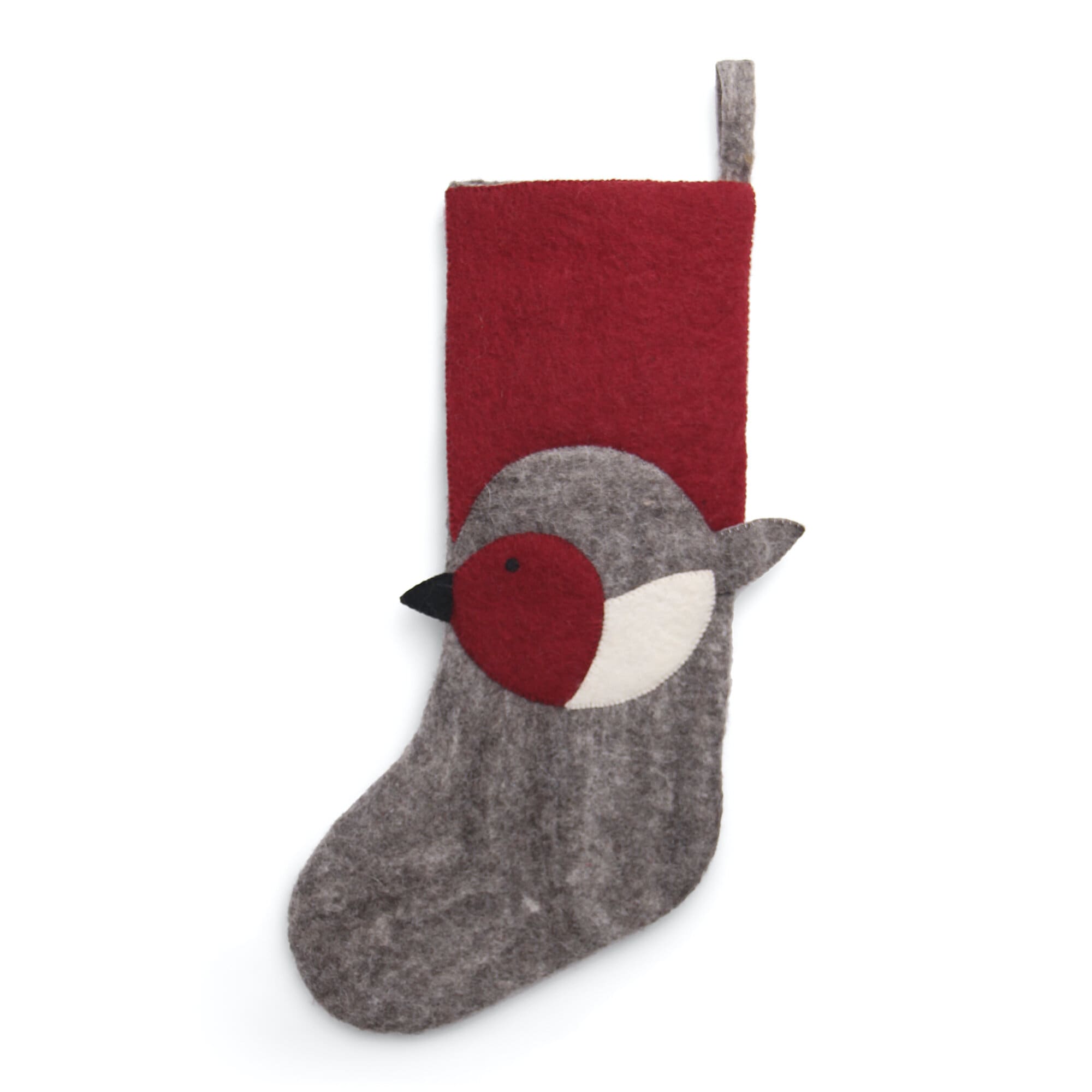 Julstrumpa m. Fågel Ull