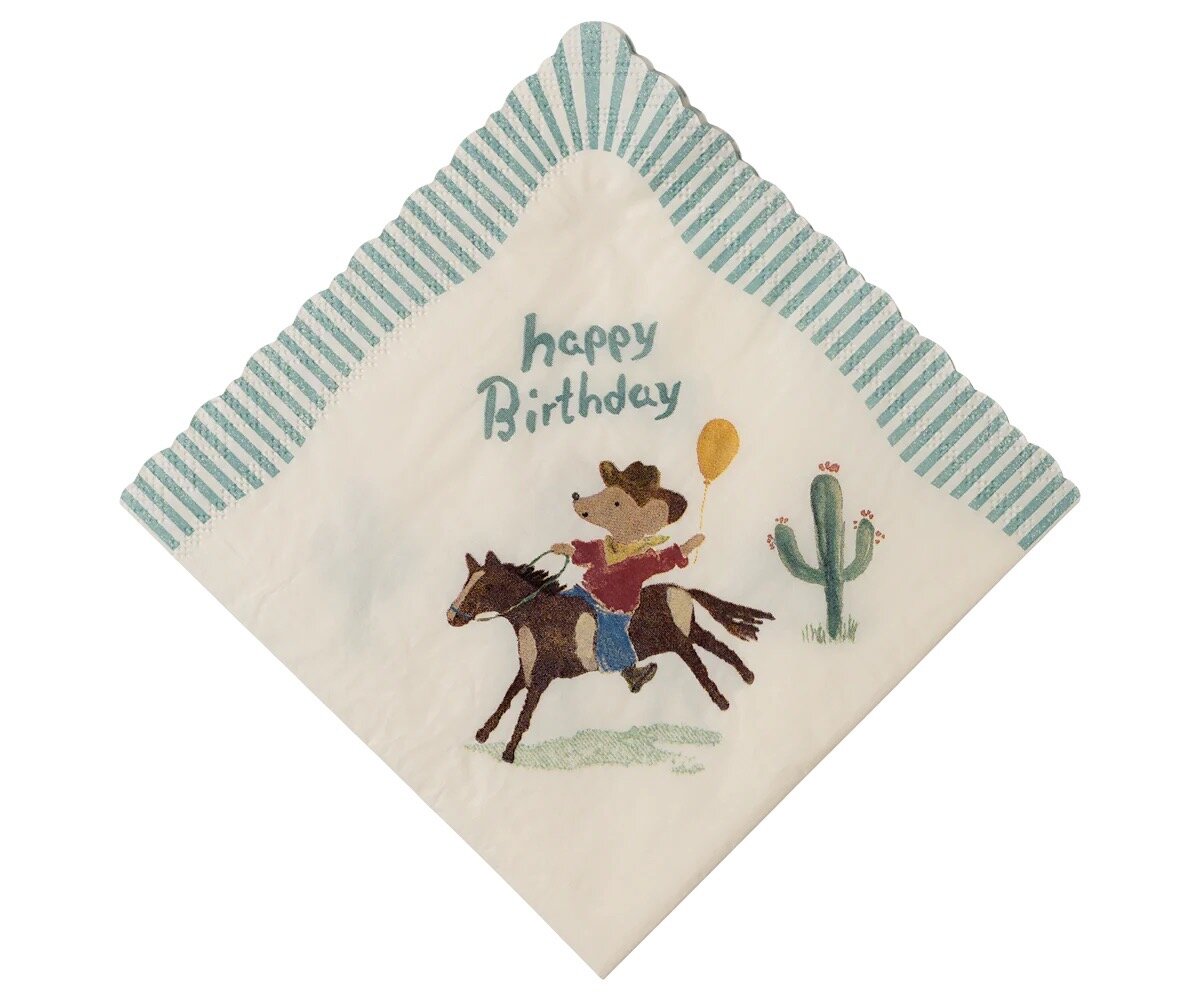 Pappersservett Happy Birthday Blå