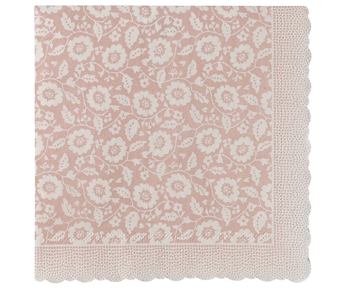 Pappersservett Rosa Blommor