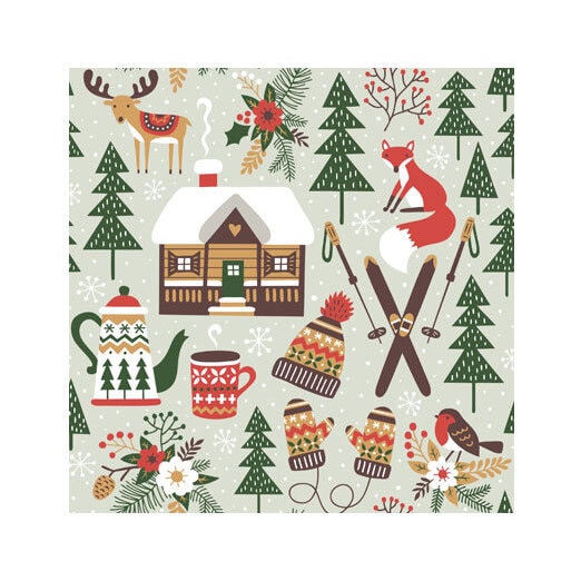 Pappersservett Winter Cabin Stor