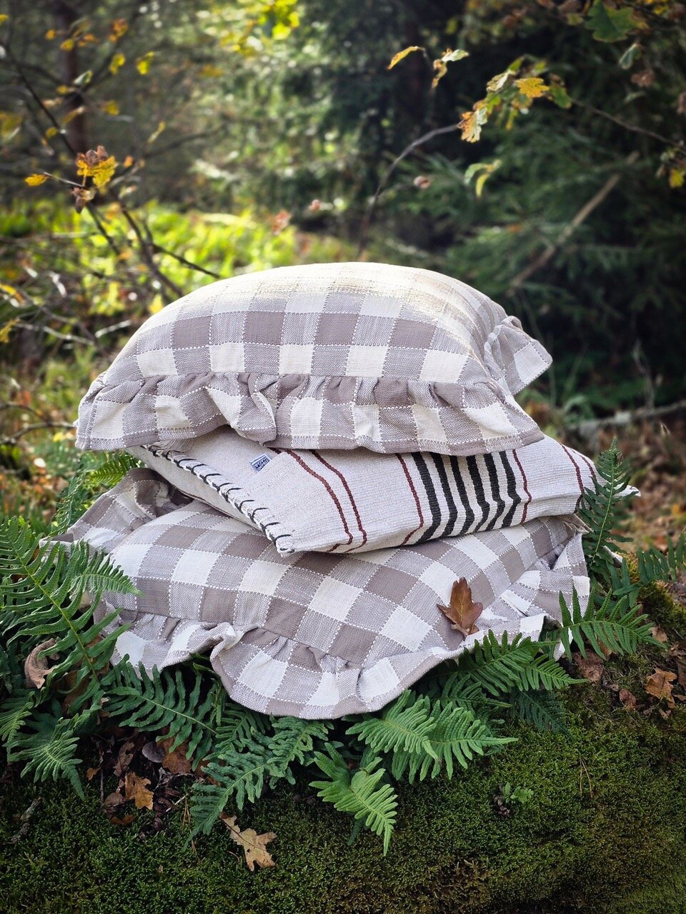 Kuddfodral Ida Ruta Beige/Vit