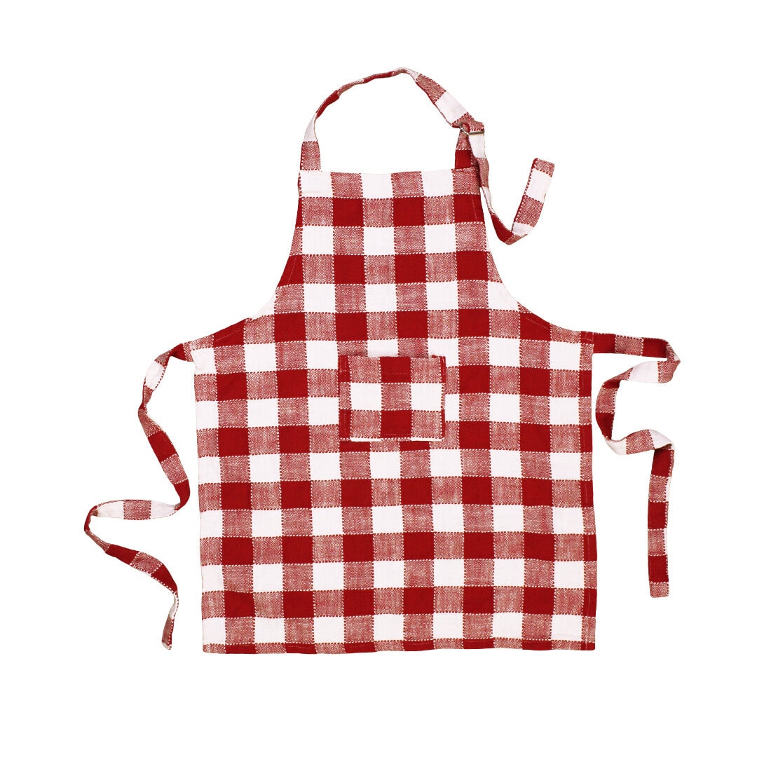 Barnförkläde Ida Ruta Röd/Vit