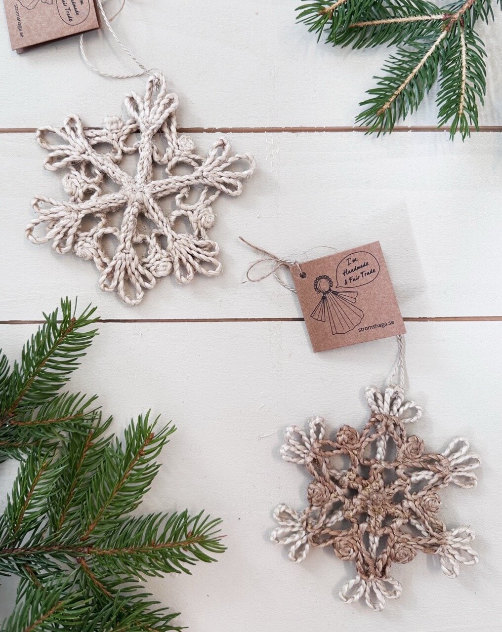 Hänge Snöflinga Tindra Jute Offwhite