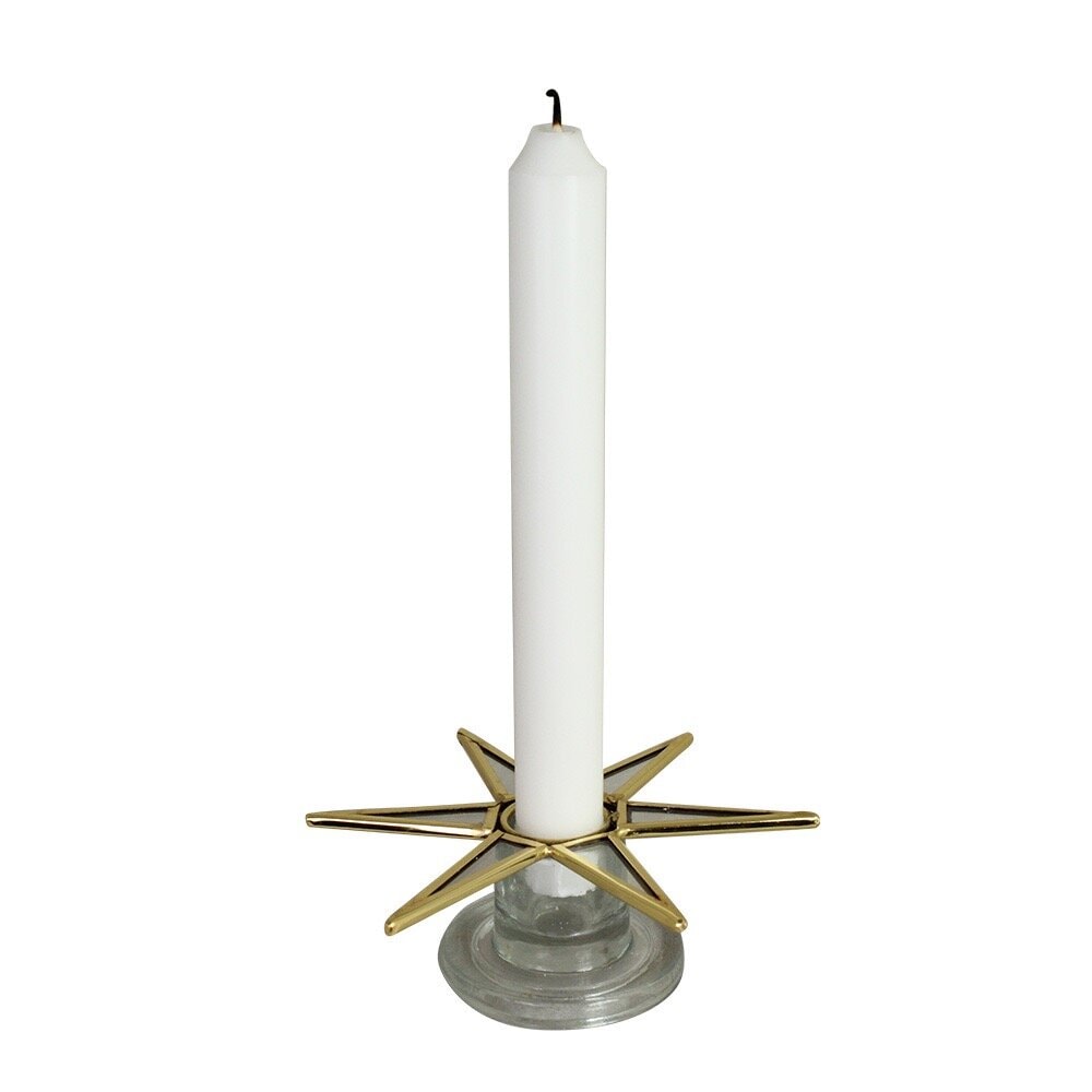 Ljusmanschett Stjärna Mässing/Glas