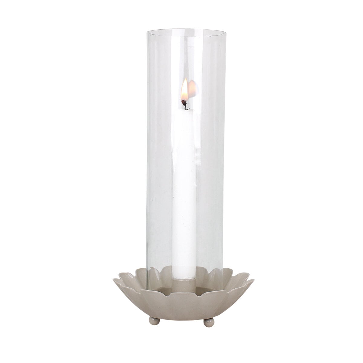 Ljusstake m. Glasrör Ingrid Beige