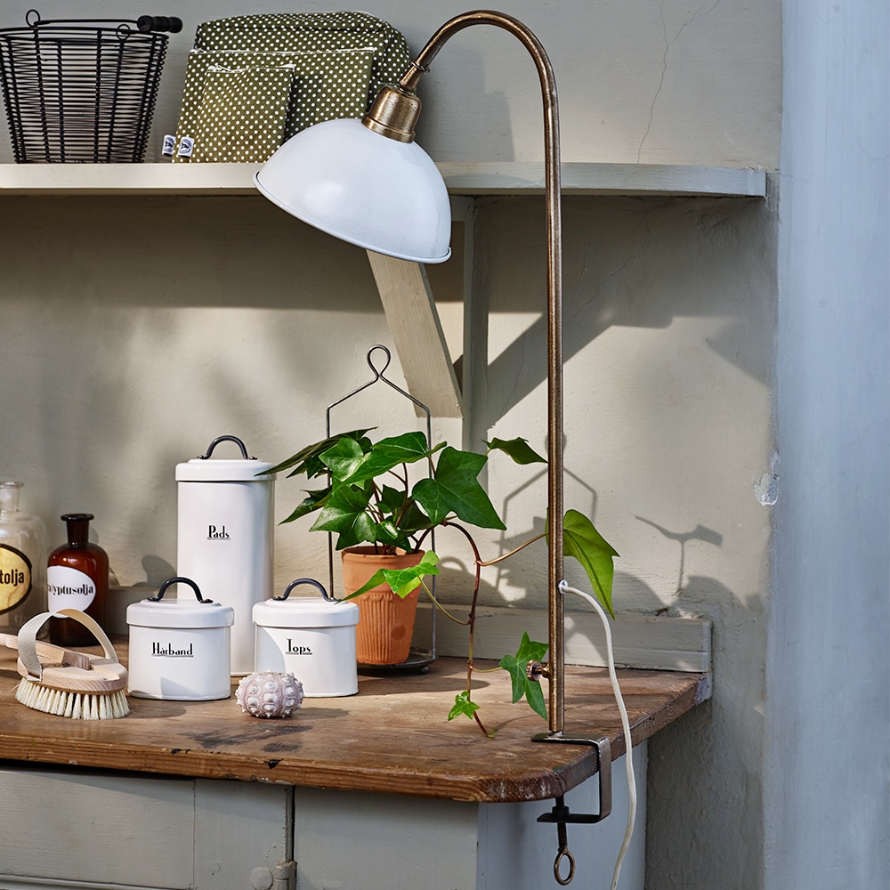 Bordslampa Pelle Antik Vit/Mässing
