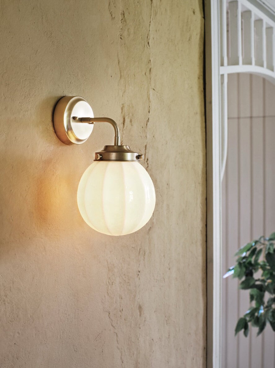Badrumslampa Vägg Marit Mässing/Opal Beige Liten