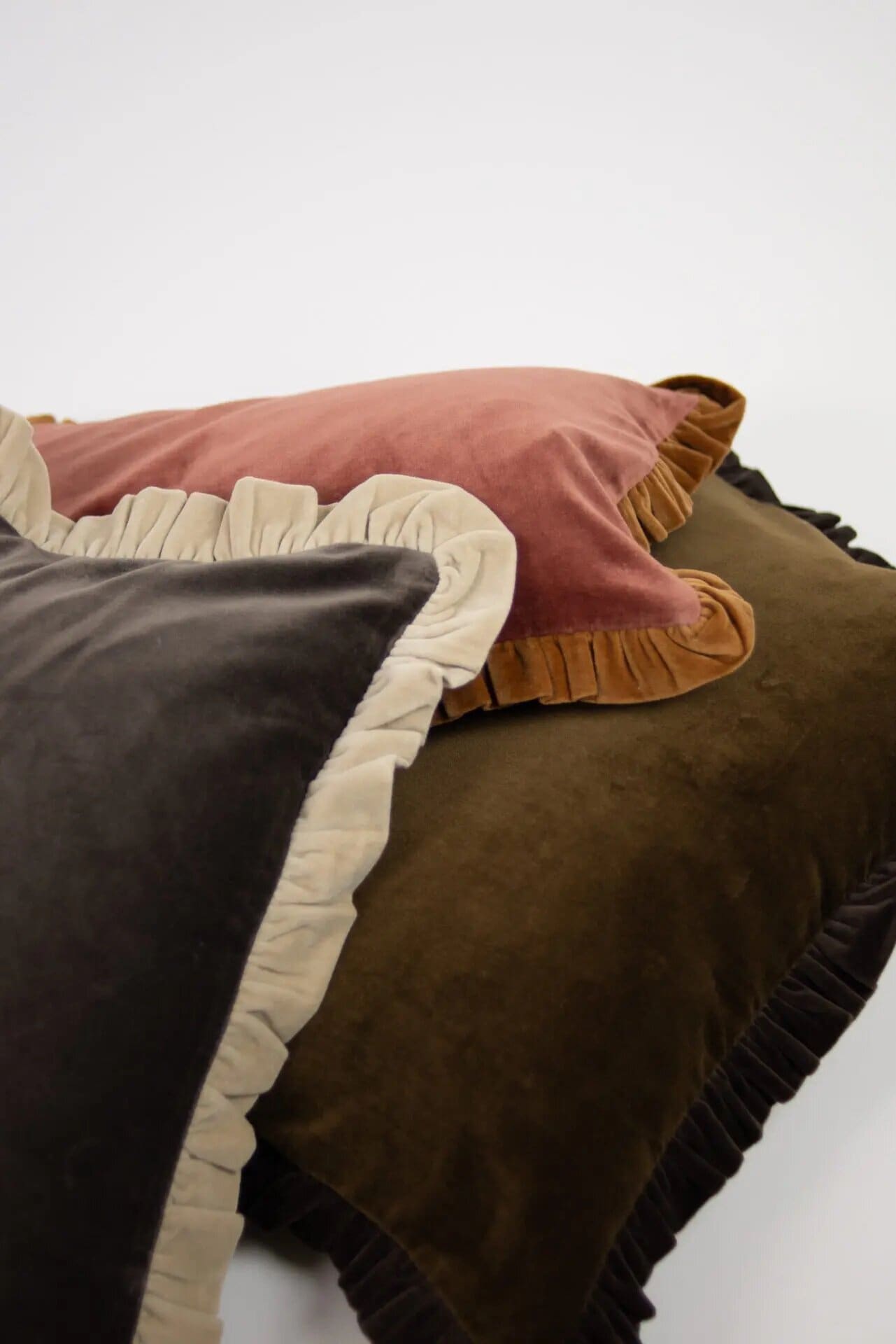 Kuddfodral Doris Olivgrön/Kaffe