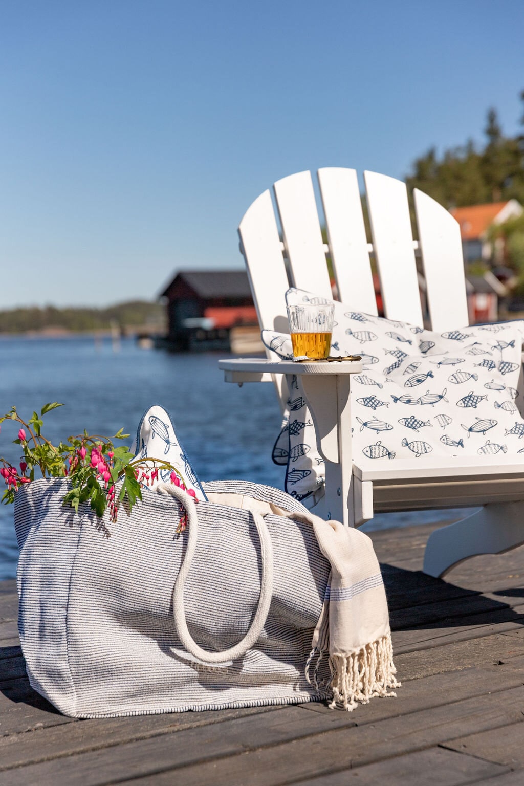 Strandväska Ester Blå/Vit