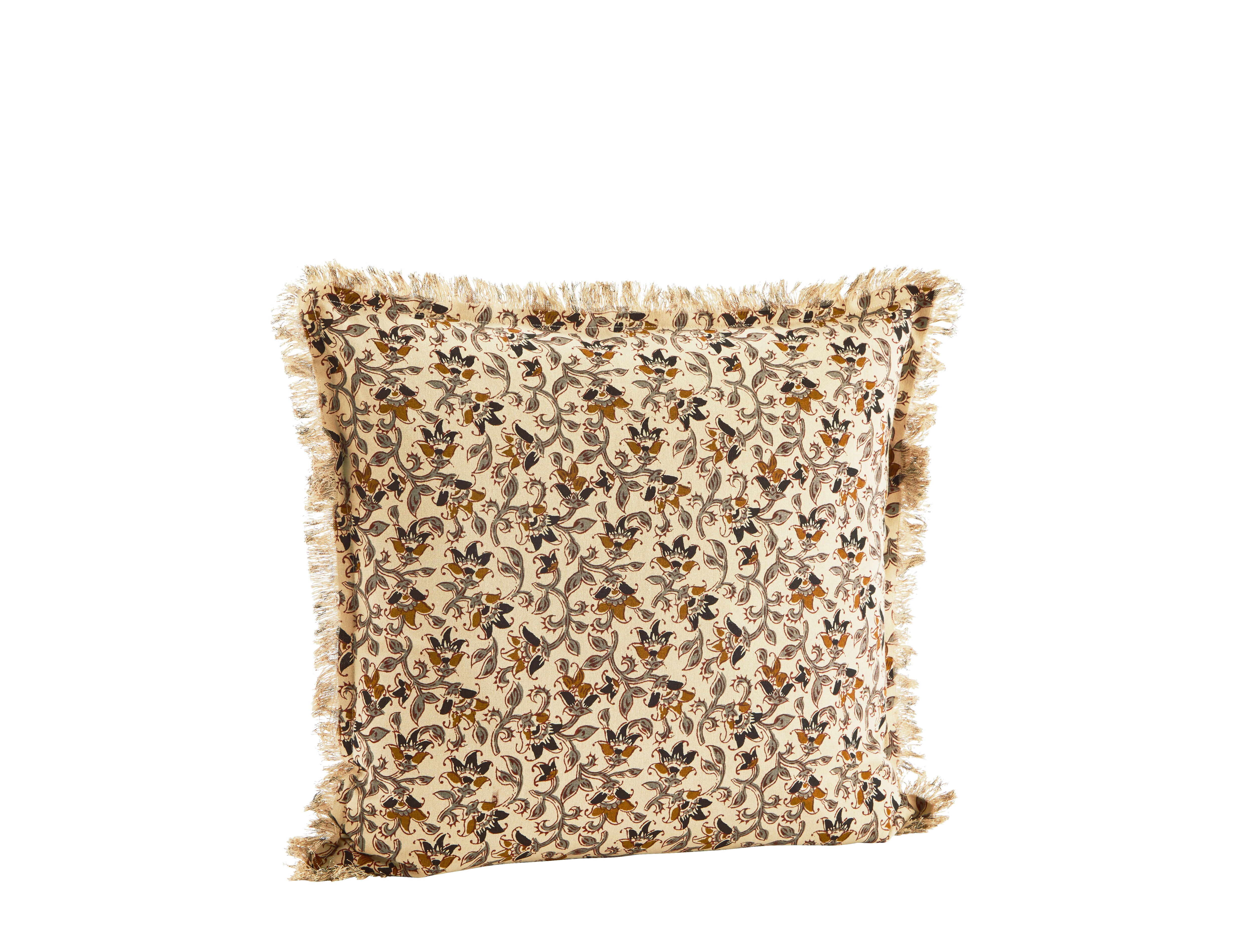 Kuddfodral m. Fransar Mönstrad Beige