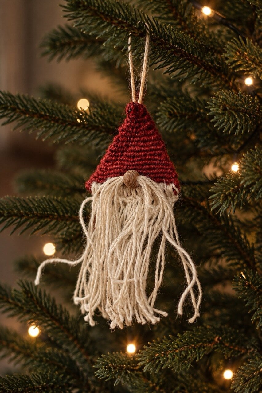Hänge Jutetomte Nisse Röd/Offwhite