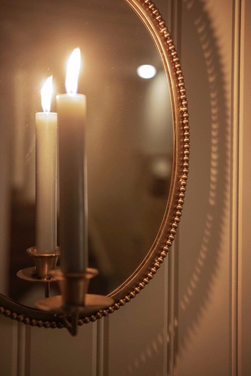 Spegel m. Ljushållare Louise Antik Mässing