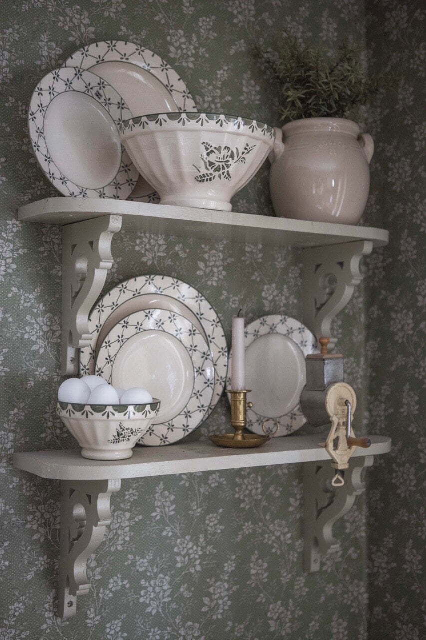 Skål Marion Blomma Grön Mellan