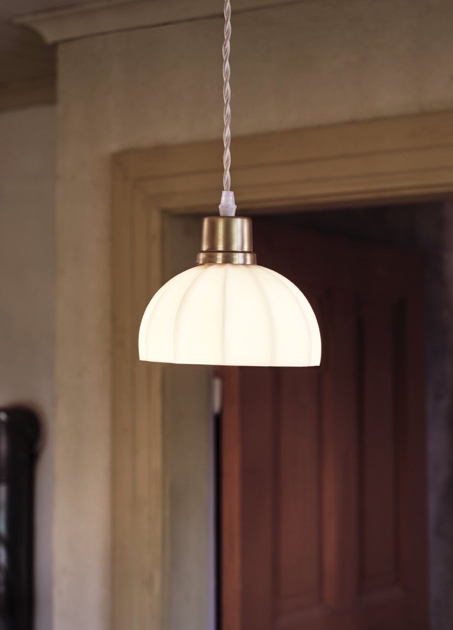 Taklampa Doris Opal Vit